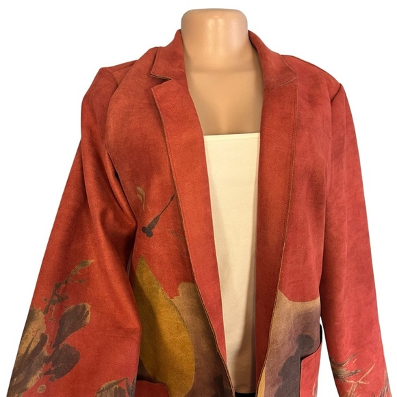 Tempo Paris Art Deco Motif Bohemian Open Front Cardigan Blazer - Picture 10 of 12